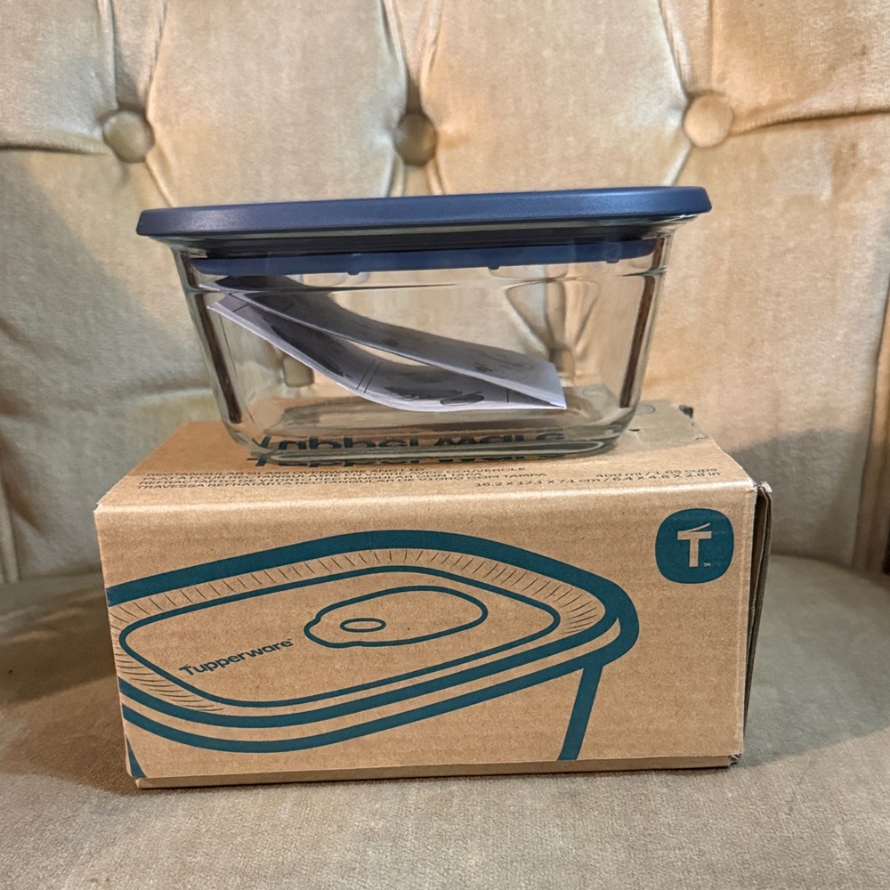 Tupperware Brand New Clear Glass Container with Lid